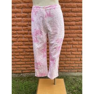 lilly pulitzer pink palm trees animal print size 10 white label capri